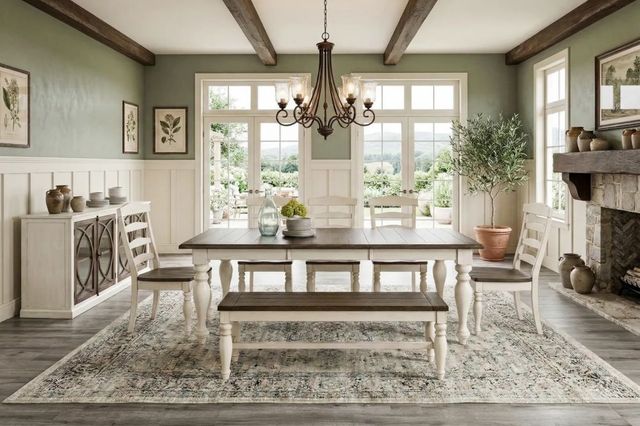 Sunny Designs™ Pasadena Buckskin Extension Dining Table with Marble White Base  -1