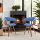 Armen Living Summer Blue/Walnut Dining Arm Chair-2