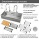 Forno Acqua MultiSINK Stainless Steel 45" Dual Mount 3-Level Workstation Sink with 2 Faucets and Glass Rinser-2