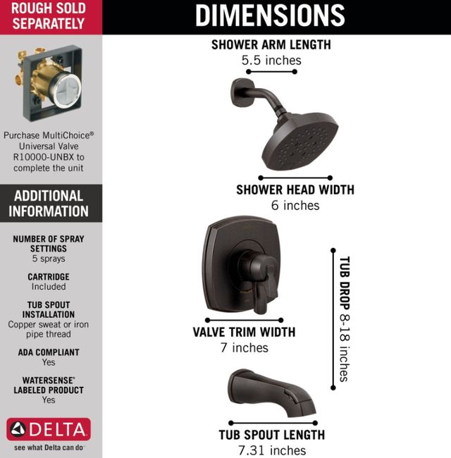 Delta Stryke® 17 Series Venetian Bronze Tub and Shower Only-1