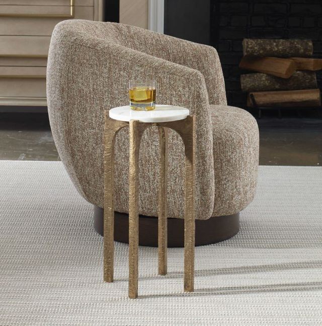 Uttermost® Vivi White Drink Table with Antique Brass Legs-1