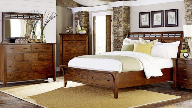 Napa Furniture Design Whistler Retreat Chestnut Eastern King Panel Storage Bed-2