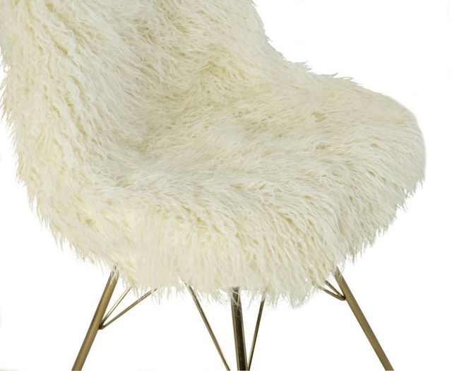 Linon Remy Gold/White Flokati Chair-4