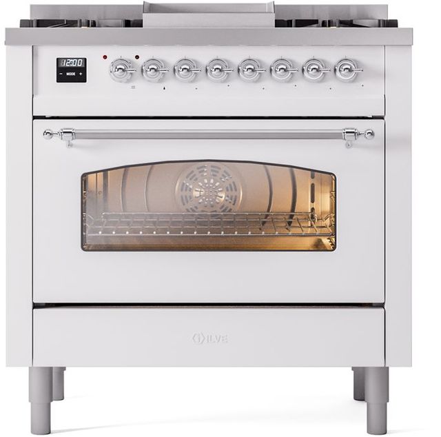 Ilve® Nostalgie II Series 36" White Pro Style Dual Fuel Range-1