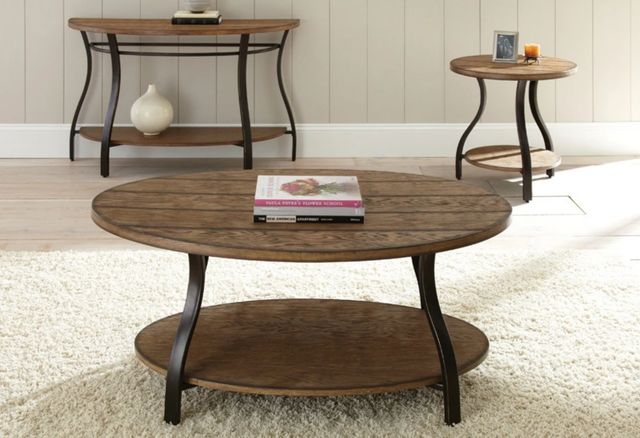Steve Silver Co. Denise Oak End Table With Black Frame-1
