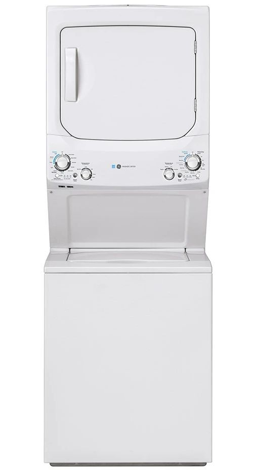 GE® Unitized Spacemaker® White Laundry Center, 4.5 Cu. Ft. Washer, 5.9 Cu. Ft. Dryer-0
