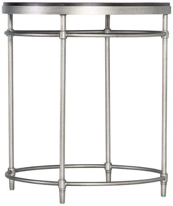 Hooker® Furniture St. Armand Black Round End Table with Brushed Pewter Base-0