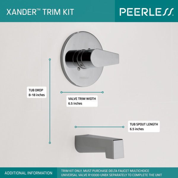 Peerless Xander® Chrome Tub Only Trim Kit-2