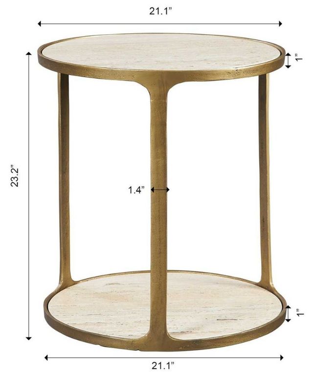 Uttermost® Clench Beige Side Table with Antique Brass Frame-2