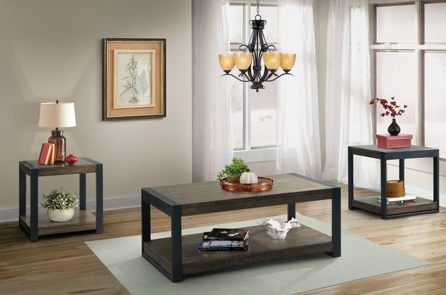 Elements International Caesar Brown Coffee Table with Charcoal Frame-1