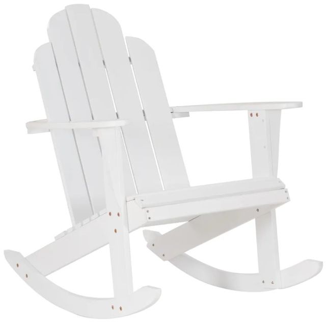 Linon Adirondack White Wooden Outdoor Rocking Chair-0