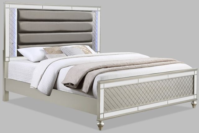 Crown Mark Christian Champagne California King Upholstered Panel Bed-0