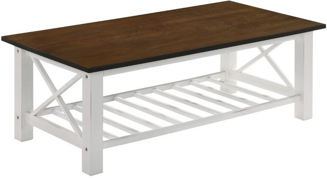 New Classic® Home Furnishings Vesta Cream Coffee Table with Brown Top 