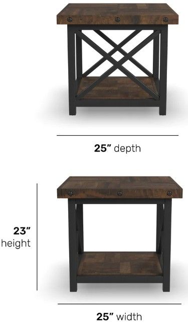 Flexsteel® Carpenter Light Brown Lamp Table with Black Metal Frame -2