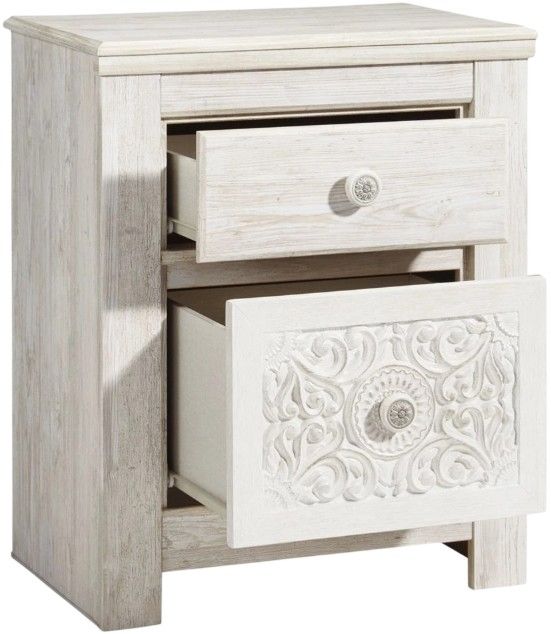 Signature Design by Ashley® Paxberry Whitewash 2-Drawer Nightstand-2