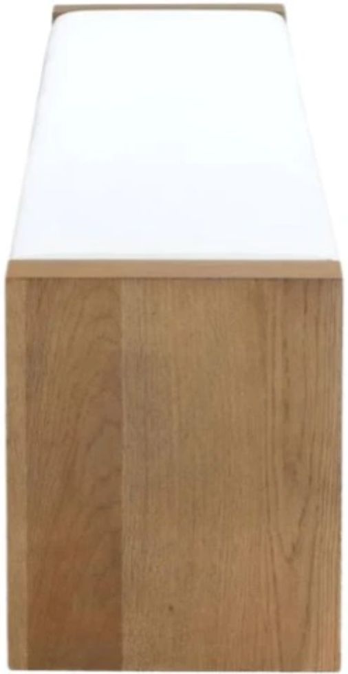 Modus Furniture One Bisque/White Slab Leg Upholstered Dining Bench-3