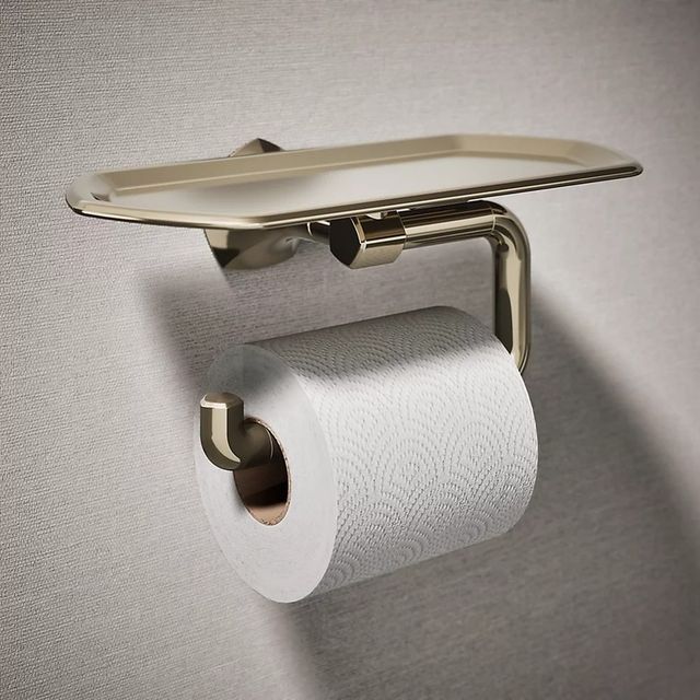 Kohler® Occasion® Vibrant French Gold Toilet Paper Holder with Tray -1