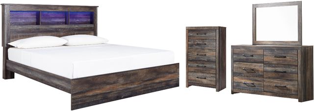 Signature Design by Ashley® Drystan 4-Piece Multi King Panel Bookcase Storage Bed Set-0