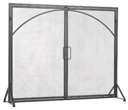 Deco Marche Black Metal Single Panel Fireplace Screen-0
