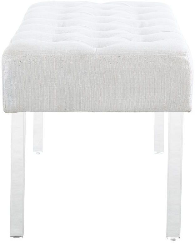 Linon Ella Glitz White Bench with Acrylic Leg-3