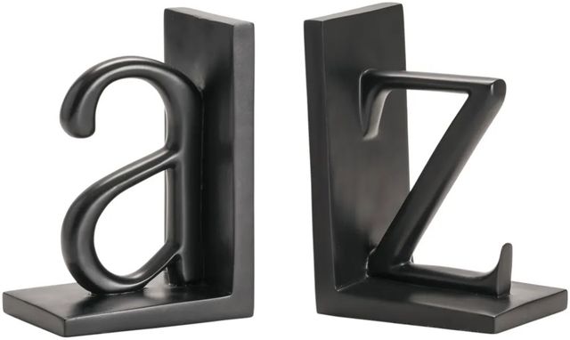 Crestview Collection A to Z Black Bookend Pair-0