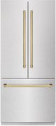ZLINE Autograph Edition 36" 19.6 Cu. Ft. Satin Stainless Steel Built-In French Door Refrigerator with Polished Gold Accents-0
