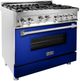 ZLINE 36" Stainless Steel/Blue Gloss Pro Style Gas Range-1