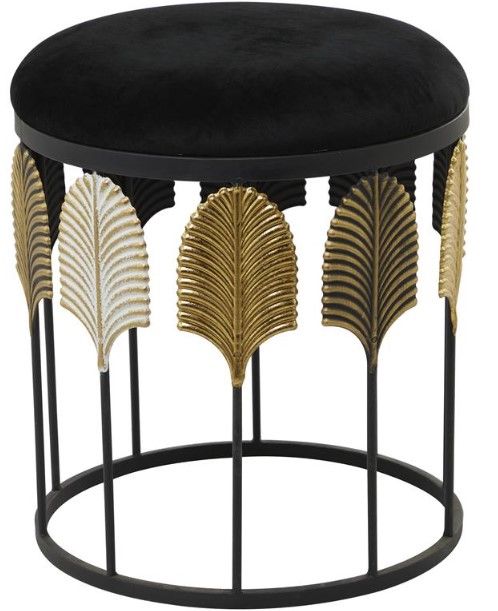 Deco Marche Black Upholstered Stool-2