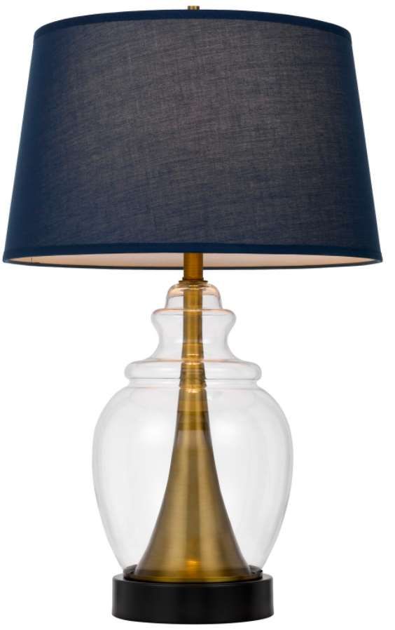 Cal® Lighting & Accessories Cupola Antique Brass/Blue Table Lamp-2