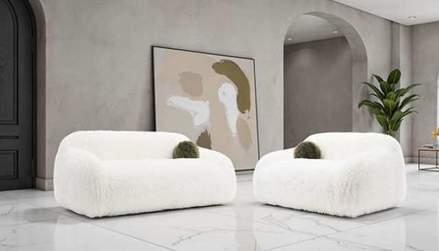 Furniture of America® Darwen White Sofa-2