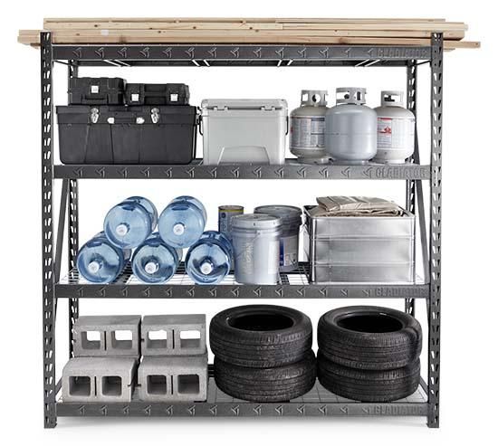 Gladiator® Hammered Granite 90" x 90" Heavy Duty Mega Rack with Four Adjustable Shelves