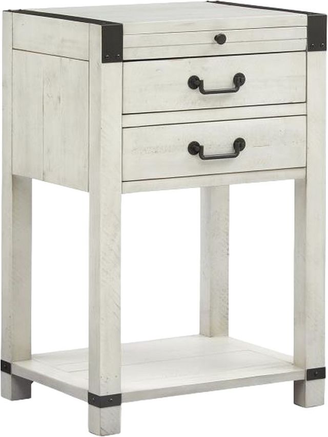 Magnussen Home® Chesters Mill Alabaster/Aged Iron Open Nightstand-0