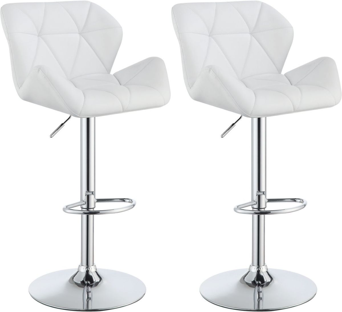 Coaster® Berrington 2-Piece Chrome/White Adjustable Stools