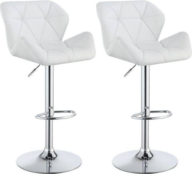 Coaster® Berrington 2-Piece Chrome/White Adjustable Stools-0