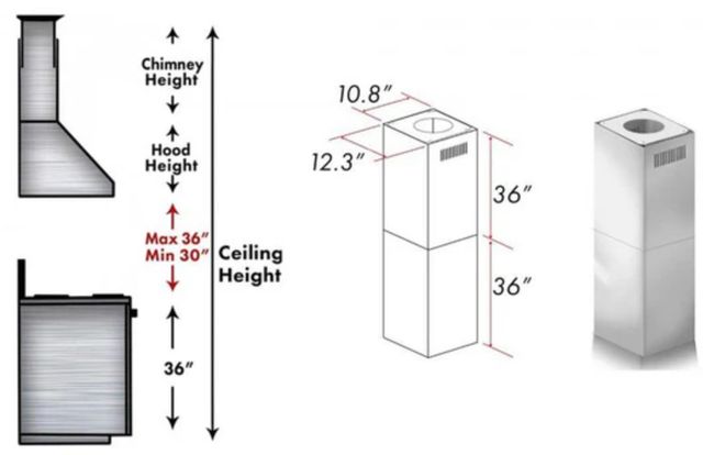 ZLINE 36" Stainless Steel Chimney Extension-1
