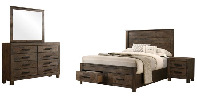 Coaster® Woodmont 4-Piece Rustic Golden Brown Queen Storage Panel Bedroom Set-0
