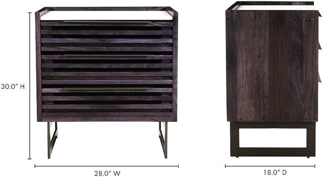 Moe's Home Collection Paloma Charcoal Grey Nightstand with White Marble Top-3