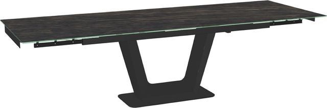 Amisco Customizable Amelia 112" Rectangular Extendable Table with 0.5" Italian Porcelain on Glass Top and 2 Leaves-1