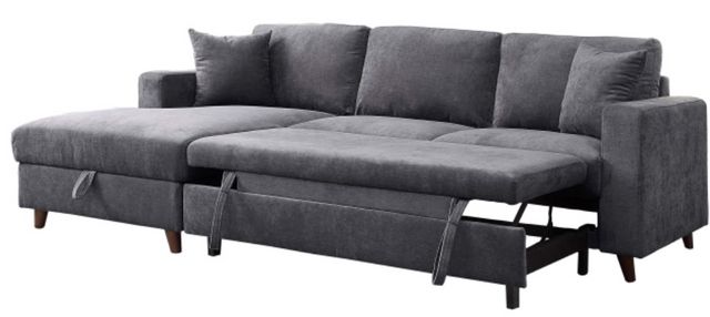 Mazin Furniture Jordan 2-Piece Dark Gray Left-Arm Facing Pullout Sleeper Sectional and Storage Chaise-2