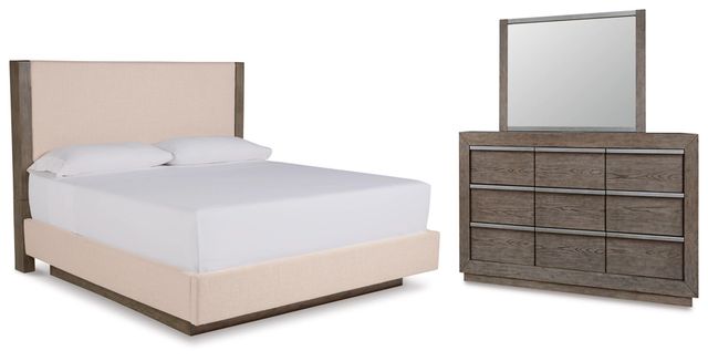 Benchcraft® Anibecca 3-Piece Weathered Gray King Panel Bed Set-0