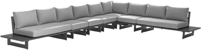 Meridian Furniture Maldives 7-Piece Gray/Black Fabric Outdoor Modular Sectional-0