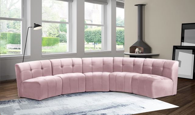 Meridian Furniture Limitless 5-Piece Pink Velvet Modular Sectional-1