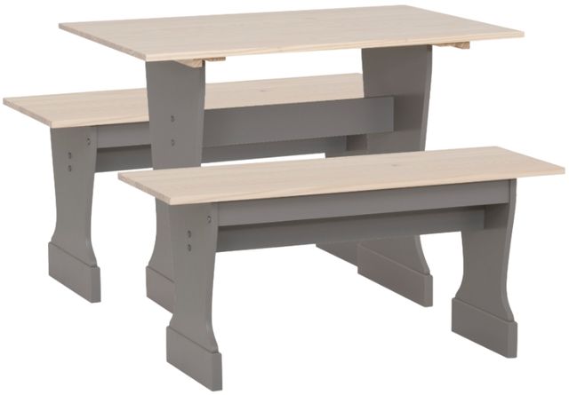 Linon Norah 3-Piece Gray/Natural Table Bench Set-0