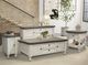 International Furniture Direct Stone Weathered Gray Square End Table with Ivory Antiqued Base-1