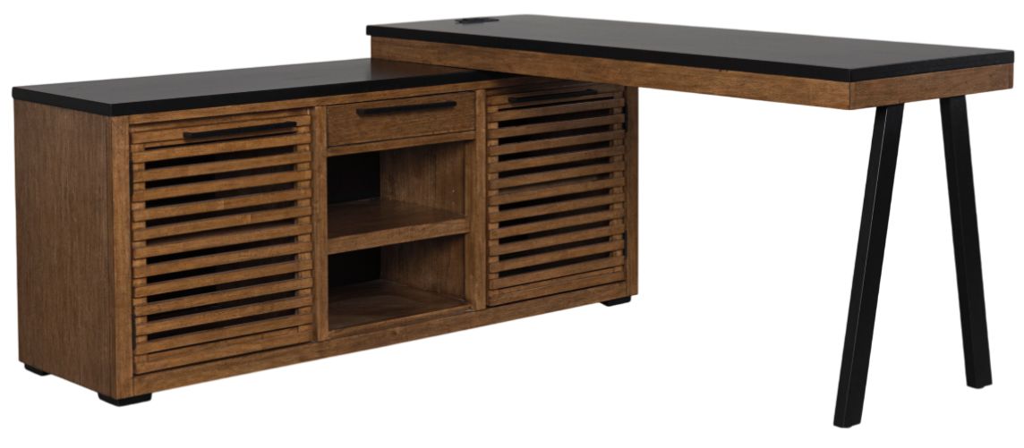 Signature Design by Ashley® Kallari Black/Warm Brown Credenza with Desk Return