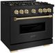 ZLINE Autograph Edition 36" 5.2 cu. ft. Gas Range with 6 Burner DuoPro™ Cooktop and Convection Gas Oven in Black Stainless Steel and Champagne Bronze Accents -2