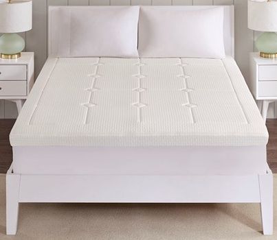 Olliix by Sleep Philosophy White Full Deluxe 3" Quilted Memory Foam Mattress Topper-0