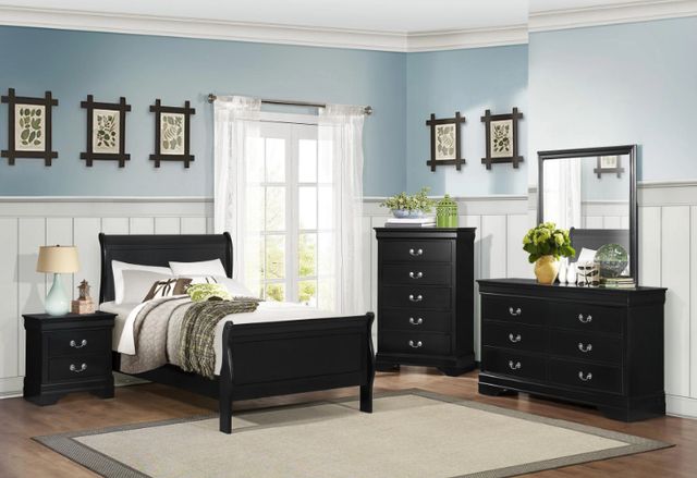Homelegance® Mayville Black Twin Sleigh Bed-1