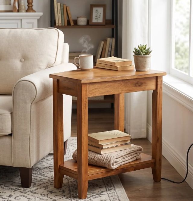 Sunny Designs™ Santa Fe Rustic Oak Chair Side Table with Power Strip-1