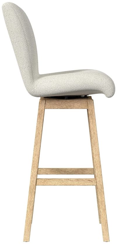 Elements International Cambrie Beige/Natural Upholstered Swivel Bar Stool-4